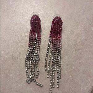 Glamorous Pink and Silver Crystal Earrings